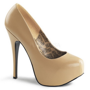 Beige Konstl�der 14,5 cm Burlesque BORDELLO TEEZE-06 H�ga Plat�pumps