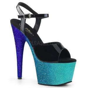 Blå 18 cm ADORE-709OMBRE glitter platå high heels