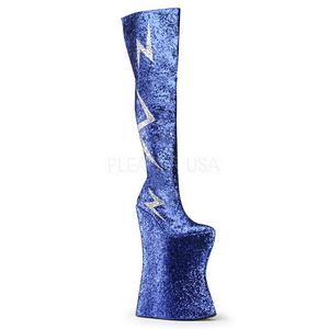 Blå Glitter 34 cm VIVACIOUS-3016 Overknee Stövlar för Drag Queen