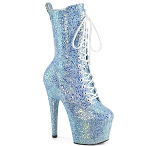 Bl� glitter plat�boots 18 cm ADORE-1040IG h�gklackade boots