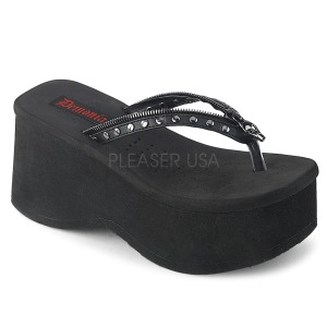 Black 9 cm FUNN-33 Goth Platform Sandals Womens