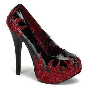 Black Glittering Stones 14,5 cm Burlesque TEEZE-27 Womens High Heels Shoes