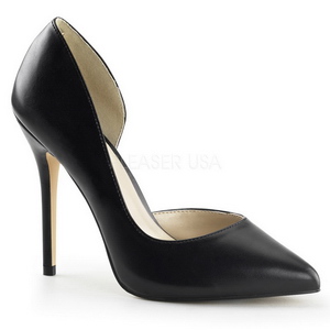 Black Konstldere 13 cm AMUSE-22 Low Heeled Classic Pumps Shoes