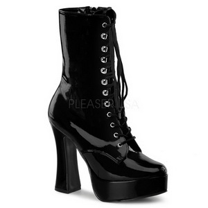 Black Patent 13 cm Pleaser ELECTRA-1020 Platform Ankle Calf Boots