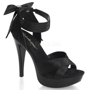 Black Satin 13 cm COCKTAIL-568 High Heeled Sandal Shoes
