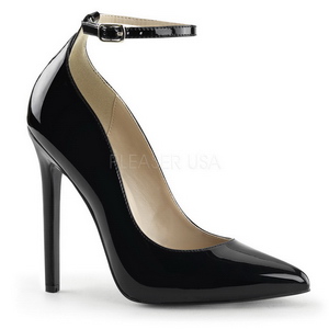 Black Shiny 13 cm SEXY-23 Low Heeled Classic Pumps Shoes