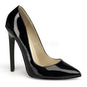 Black Varnished 13 cm SEXY-20 pointed toe stiletto pumps