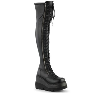Black Vegan 11,5 cm SHAKER-374 overknee boots with laces