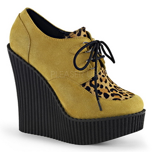 Brown Leatherette CREEPER-304 creepers wedges women shoes