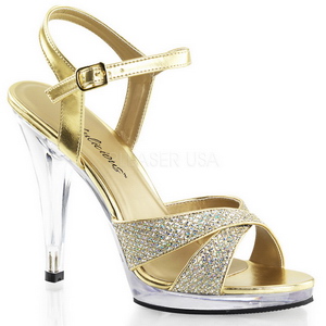 Gold Glitter 12 cm FLAIR-419G Womens High Heel Sandals