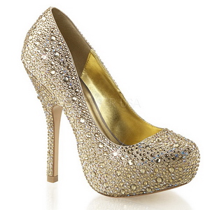Gold Glittering Stones 13,5 cm FELICITY-20 Womens High Heels Shoes