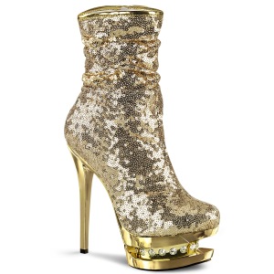 Gold Sequins 15,5 cm BLONDIE-R-1009 pleaser ankle boots with platform