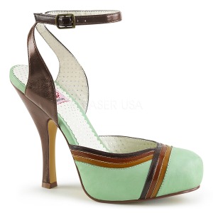 Grön 11,5 cm retro vintage CUTIEPIE-01 Pinup sandaletter med dold platå