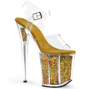Guld 20 cm FLAMINGO-808GF glitter platå high heels