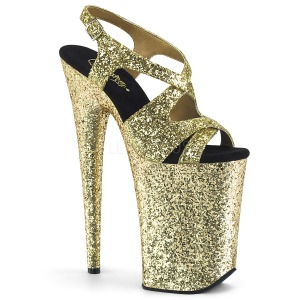Guld 23 cm INFINITY-930LG glitter platå high heels