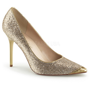 Guld Glitter 10 cm CLASSIQUE-20 stora storlekar stilettos skor