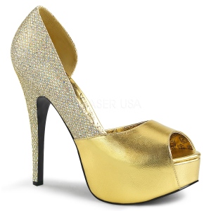 Guld Glitter 14,5 cm Burlesque TEEZE-41W pumps för män med breda fötter
