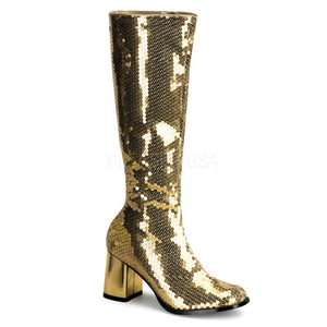 Guld Paljetter 8 cm SPECTACUL-300SQ H�ga Damst�vlar f�r M�n
