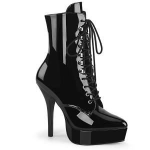 Lackl�der 13,5 cm INDULGE-1020 Svarta st�vletter med stilettklackar