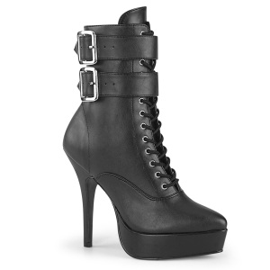 Leatherette 13,5 cm INDULGE-1026 Black ankle boots high heels