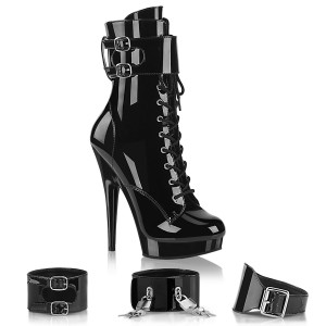 Patent 15 cm SULTRY-1023 Black ankle boots high heels