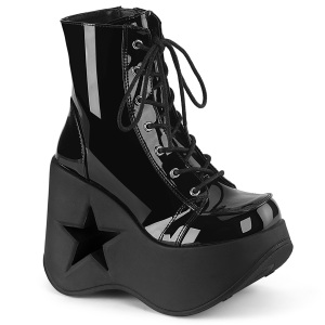 Patent emo 13 cm DYNAMITE-106 wedge ankle boots platform black
