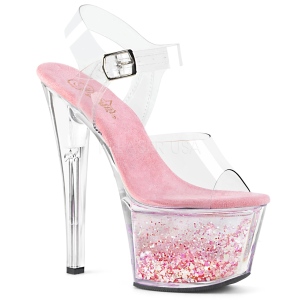 Pink 18 cm SKY-308WHG glitter plat high heels