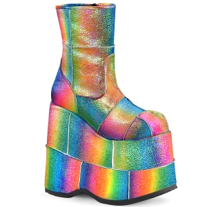 Rainbow Glitter 18 cm STACK-201 Platform Mens Ankle Boots