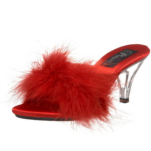 Red Feathers 8 cm BELLE-301F High Women Mules Shoes for Men