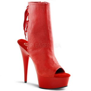 Red Konstldere 15 cm DELIGHT-1018 Platform Ankle Calf Boots