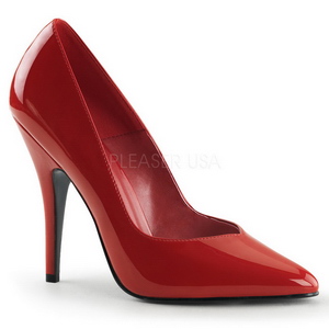 Red Varnished 13 cm SEDUCE-420V pointed toe pumps with high heels