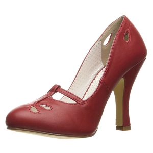 Röd 10 cm SMITTEN-20 Pinup pumps skor med låg klack