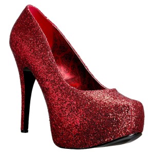 R�d Glitter 14,5 cm Burlesque TEEZE-06GW pumps f�r m�n med breda f�tter