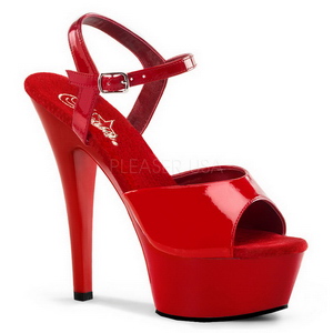 Röd Lack 15 cm Pleaser KISS-209 Höga sandaletter med klack