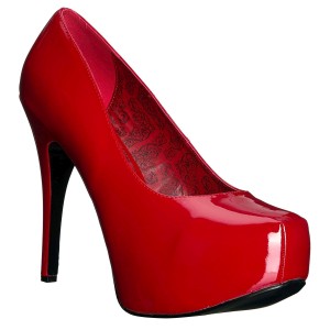 R�d Lackl�der 14,5 cm Burlesque TEEZE-06W pumps f�r m�n med breda f�tter