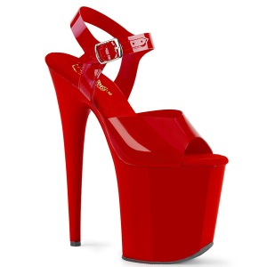 Röda högklackade skor 20 cm FLAMINGO-808N JELLY-LIKE stretchmaterial högklackade platåskor