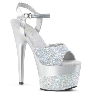 Silver 18 cm ADORE-709-2G glitter platå high heels
