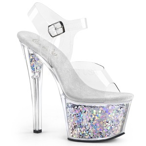 Silver 18 cm SKY-308GF glitter plat high heels