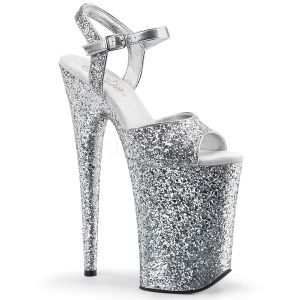 Silver 23 cm INFINITY-910LG glitter platå klackar skor