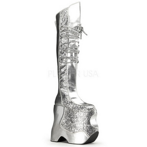 Silver Glitter 22 cm FABULOUS-3035 Overknee Stövlar för Drag Queen