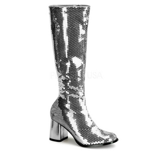 Silver Paljetter 8 cm SPECTACUL-300SQ H�ga Damst�vlar f�r M�n