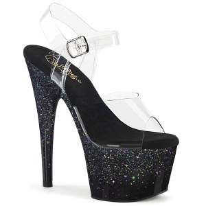 Svart 18 cm ADORE-708SS glitter plat high heels