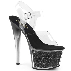Svart 18 cm SKY-308G-T glitter plat high heels