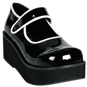 Svart 6 cm SPRITE-01 lolita skor goth platåskor med tjock sula