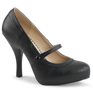 Svart Konstl�der 11,5 cm PINUP-01 stora storlekar pumps skor