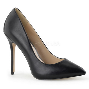 Svart Konstl�der 13 cm AMUSE-20 Pumps H�gklackade Herrskor