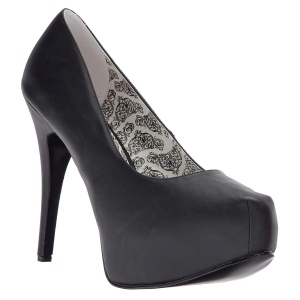 Svart Konstl�der 14,5 cm Burlesque TEEZE-06W pumps f�r m�n med breda f�tter