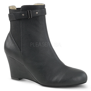 Svart Konstl�der 7,5 cm KIMBERLY-102 stora storlekar st�vletter dam