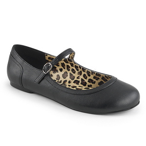 Svart Konstl�der ANNA-02 stora storlekar ballerina skor
