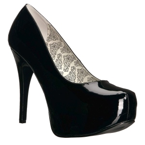 Svart Lackl�der 14,5 cm Burlesque TEEZE-06W pumps f�r m�n med breda f�tter